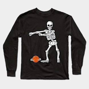 Flossing Skeleton Basketball Funny Halloween Long Sleeve T-Shirt